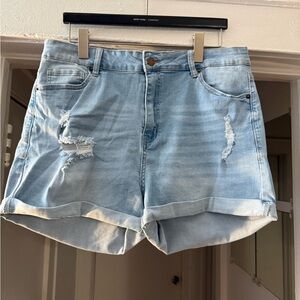 Fashion Nova Light Wash Distressed Jean Shorts